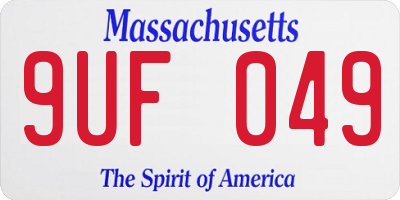 MA license plate 9UF049