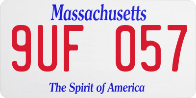 MA license plate 9UF057