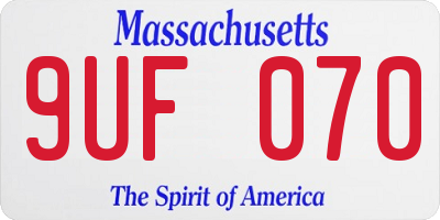 MA license plate 9UF070
