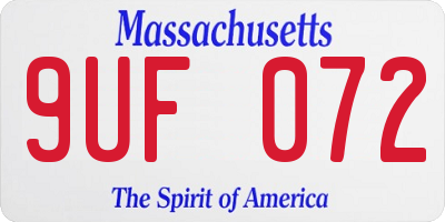 MA license plate 9UF072