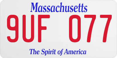MA license plate 9UF077