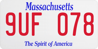 MA license plate 9UF078
