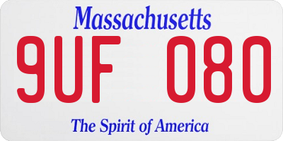 MA license plate 9UF080