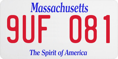 MA license plate 9UF081