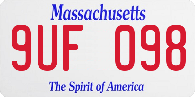 MA license plate 9UF098