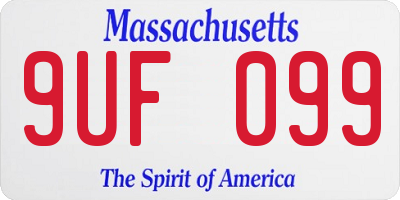 MA license plate 9UF099