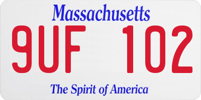 MA license plate 9UF102