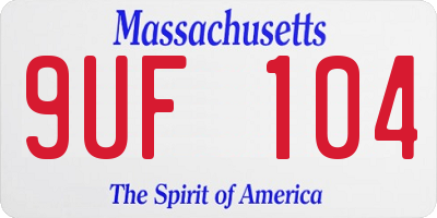 MA license plate 9UF104
