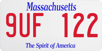MA license plate 9UF122