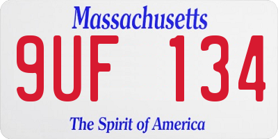 MA license plate 9UF134