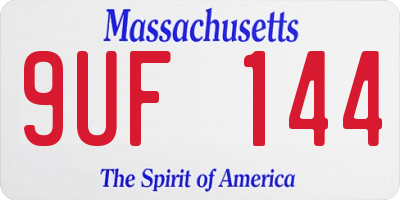 MA license plate 9UF144