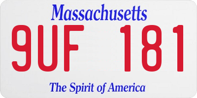 MA license plate 9UF181
