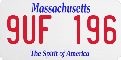 MA license plate 9UF196