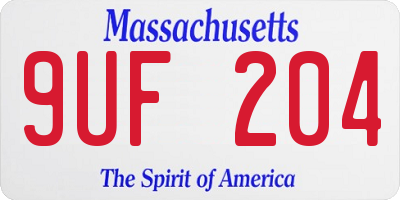 MA license plate 9UF204