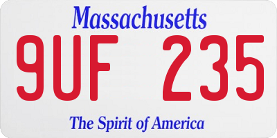 MA license plate 9UF235