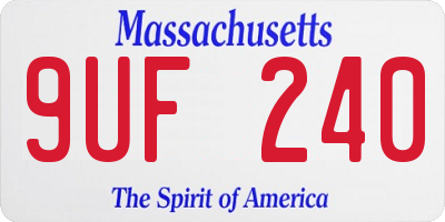 MA license plate 9UF240