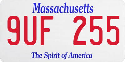 MA license plate 9UF255