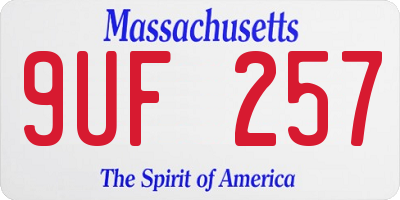MA license plate 9UF257