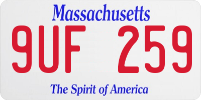 MA license plate 9UF259