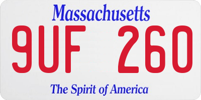 MA license plate 9UF260