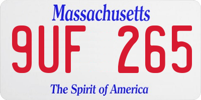 MA license plate 9UF265