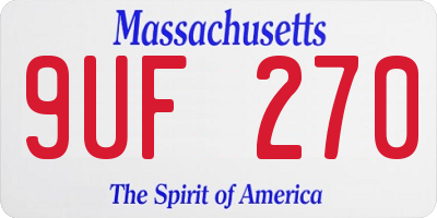 MA license plate 9UF270