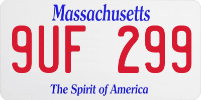 MA license plate 9UF299