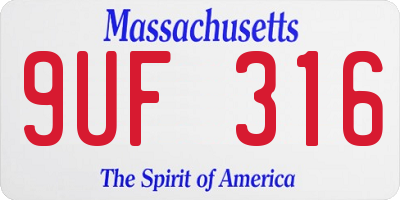 MA license plate 9UF316