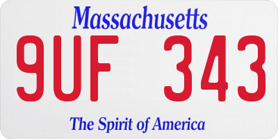 MA license plate 9UF343