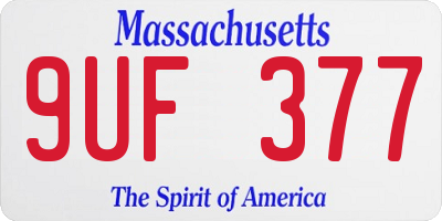 MA license plate 9UF377