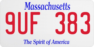 MA license plate 9UF383