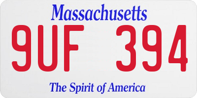 MA license plate 9UF394