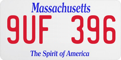 MA license plate 9UF396