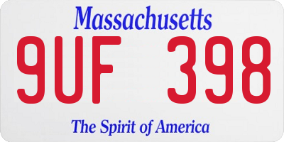 MA license plate 9UF398