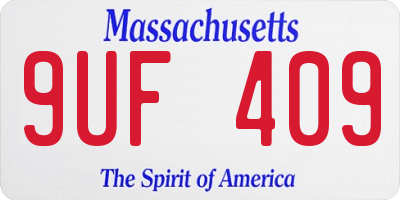 MA license plate 9UF409