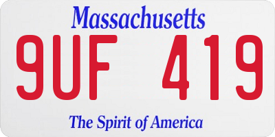 MA license plate 9UF419