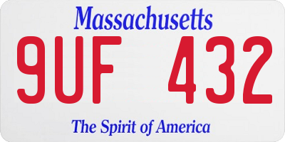MA license plate 9UF432