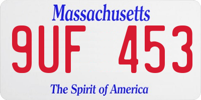 MA license plate 9UF453