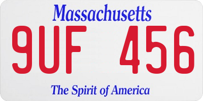 MA license plate 9UF456