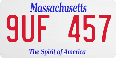 MA license plate 9UF457