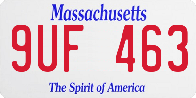 MA license plate 9UF463