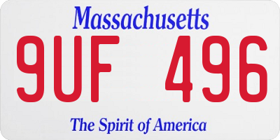 MA license plate 9UF496