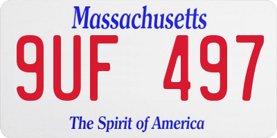 MA license plate 9UF497