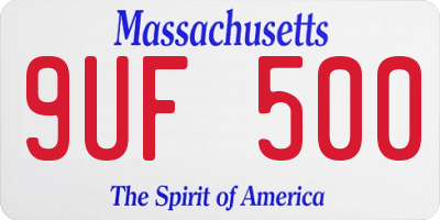 MA license plate 9UF500