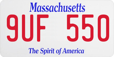 MA license plate 9UF550