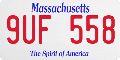 MA license plate 9UF558