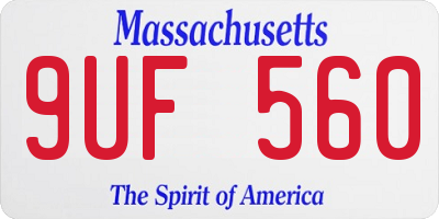 MA license plate 9UF560