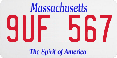 MA license plate 9UF567