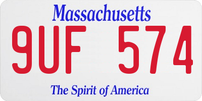 MA license plate 9UF574