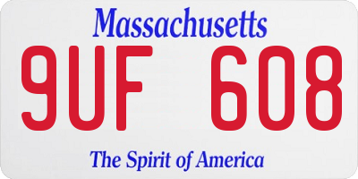 MA license plate 9UF608